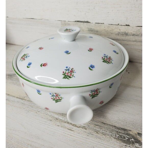 Vintage Andrea by Sadek Casserole Dish & Lid Oven To Table Floral Cookware #7096 - Picture 3 of 12